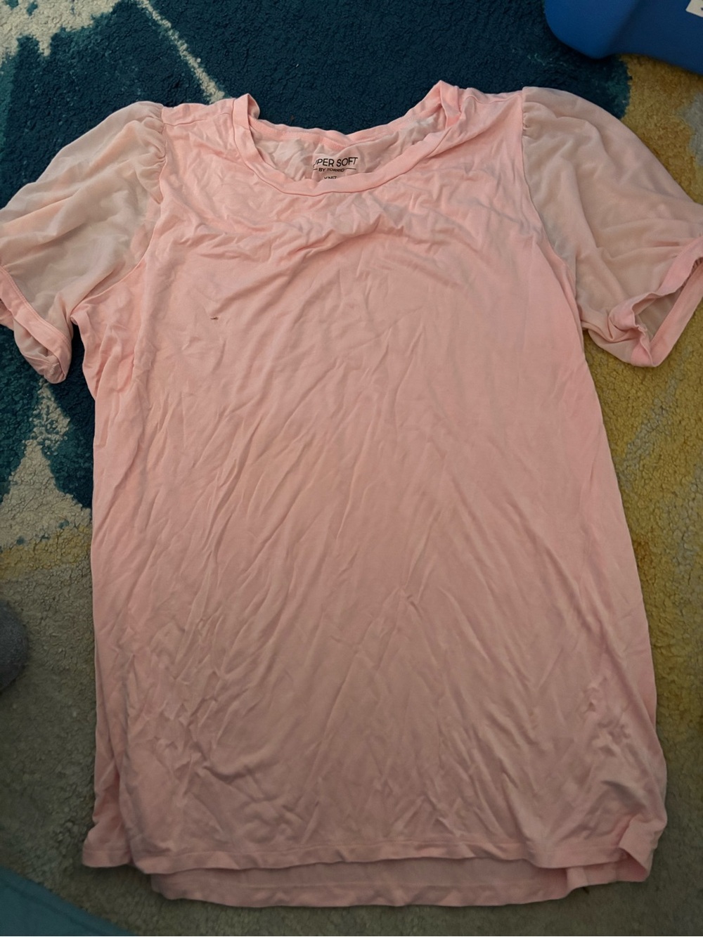 torrid Pale Pink Short Sleeve Sheer-Panel Tee
